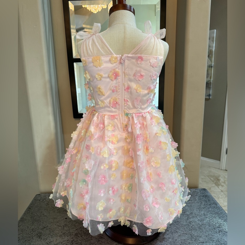 🌸US ANGELS- Girls' 3D Floral Fit & Flare Dress🌸 - Picture 4 of 8